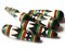 5 35mm Vintage Painted White Black and Red Teardrop Peruvian Clay Beads